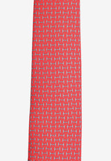 Hermès Dancing Bit Silk Twill Tie Rouge