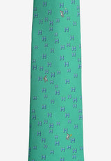 Hermès H Lapin Silk Twill Tie Menthe