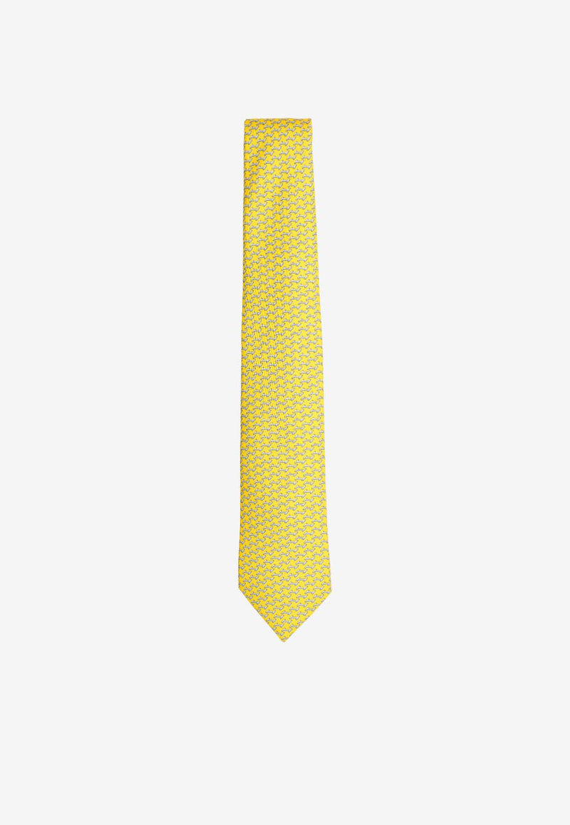 Hermès Landing H Silk Tie Jaune