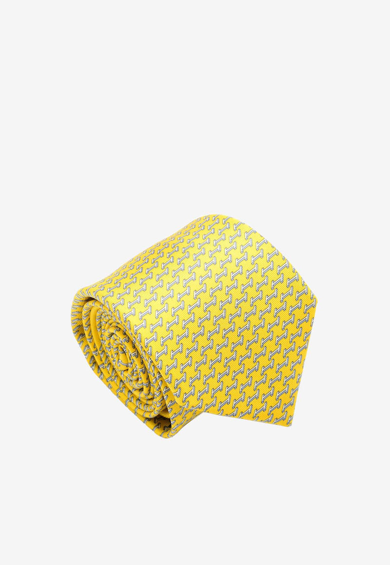 Hermès Landing H Silk Tie Jaune