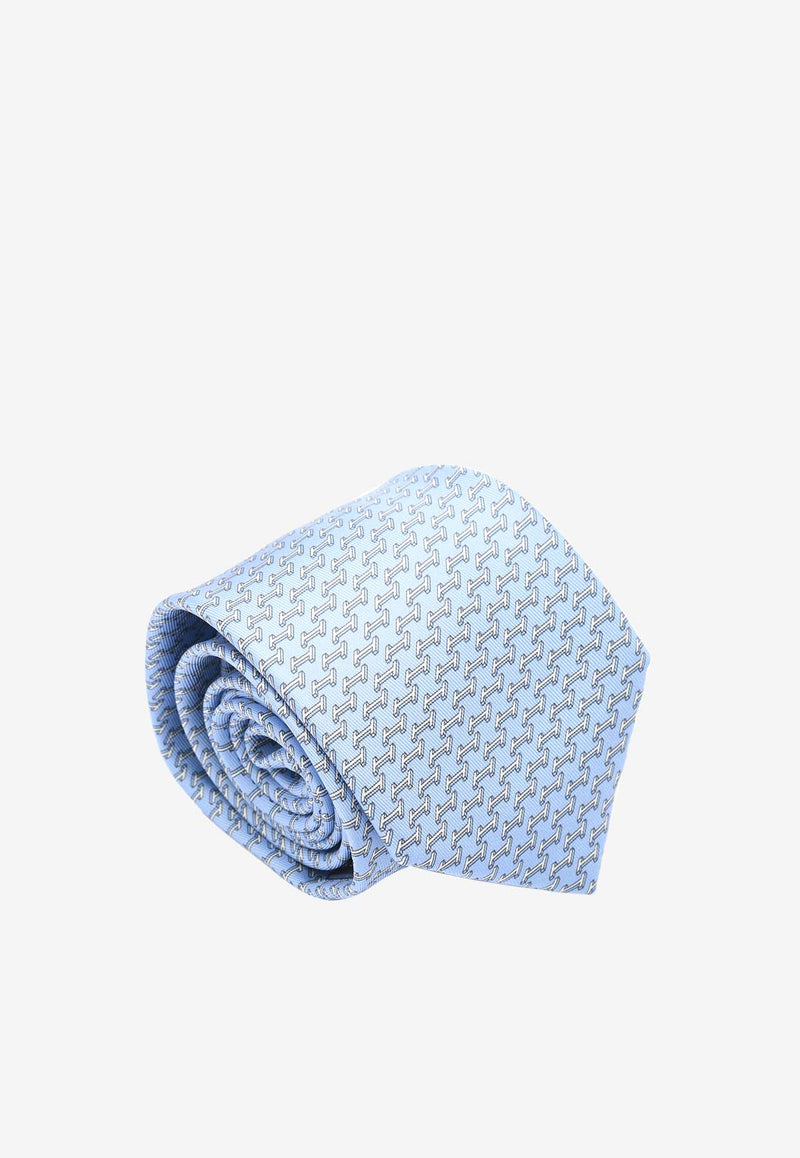 Hermès Landing H Silk Tie Ciel