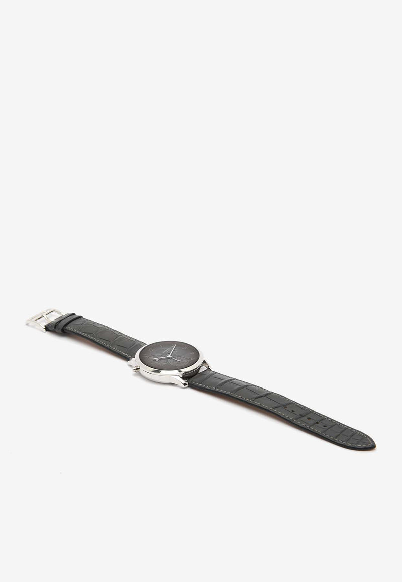 Hermès Slim d
Hermès 38mm Watch in Matte Alligator Single Tour Strap with Platinum Case