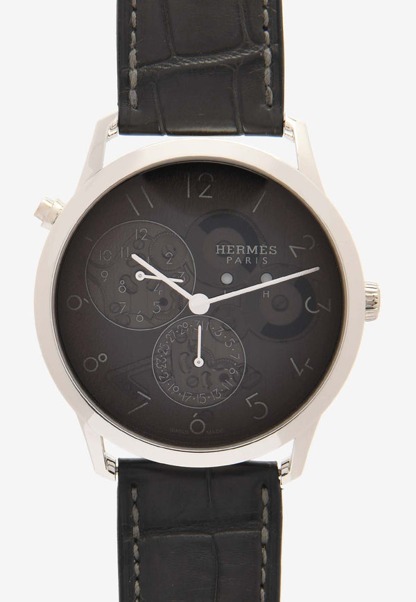 Hermès Slim d
Hermès 38mm Watch in Matte Alligator Single Tour Strap with Platinum Case