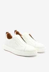 Santoni Victory Tumbled Leather Slip-On Sneakers  White MBCD21995BARTLLDI50WHITE