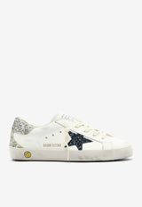 Golden Goose DB Kids Girls Super-Star Leather Sneakers with Glittered Star and Heel White GYF00102-F005903-11339WHITE