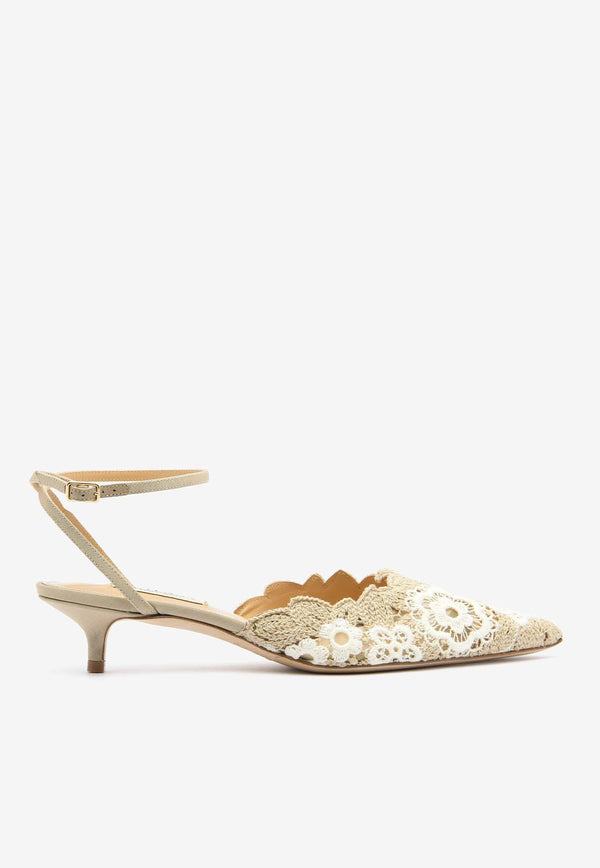 Arteana Amalfi 35 Organic Lace Pumps Beige AW23AMAECR35BEIGE