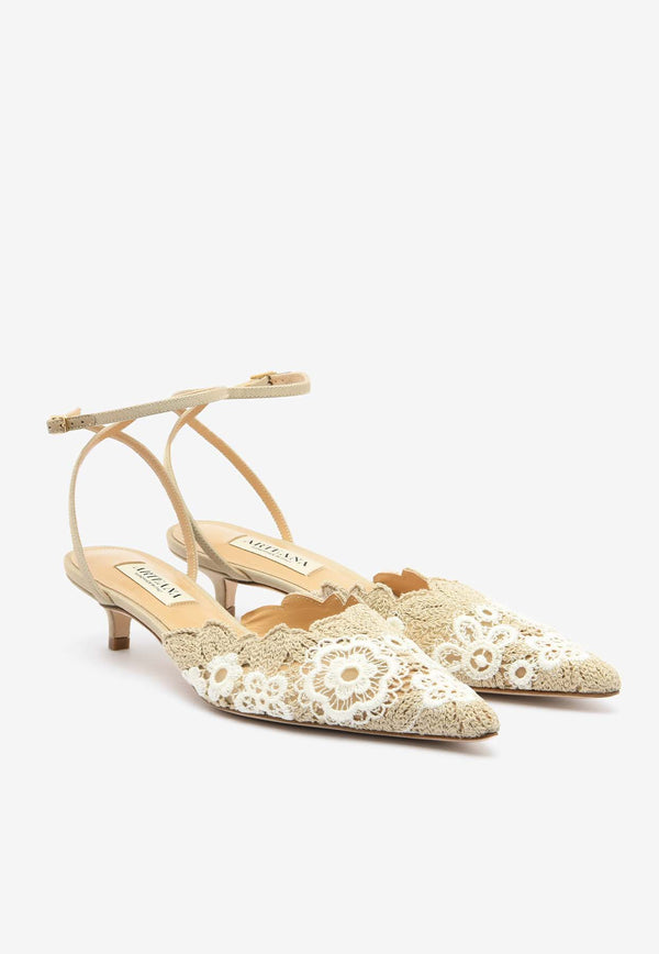 Arteana Amalfi 35 Organic Lace Pumps Beige AW23AMAECR35BEIGE