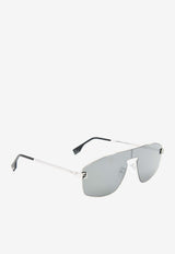 Fendi Skyfe F Logo Shield Sunglasses Gray FE40129USILVER