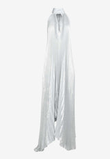 L
IDEE Opera Halterneck Plisse Gown Silver OPEG0023MISILVER