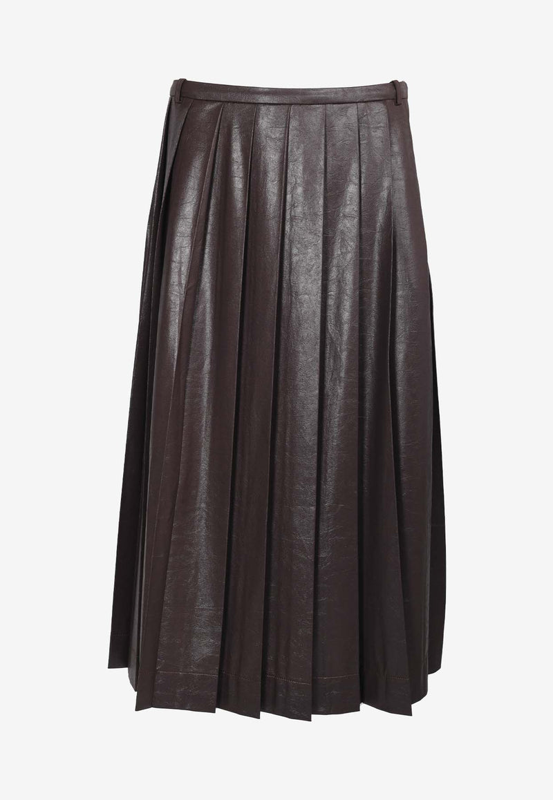 LOW CLASSIC Creased Pleated Midi Skirt Burgundy LW244SK06_BDBURGUNDY