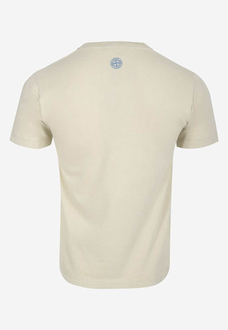 Stone Island Logo Print T-shirt Cream 81152NS 80CREAM