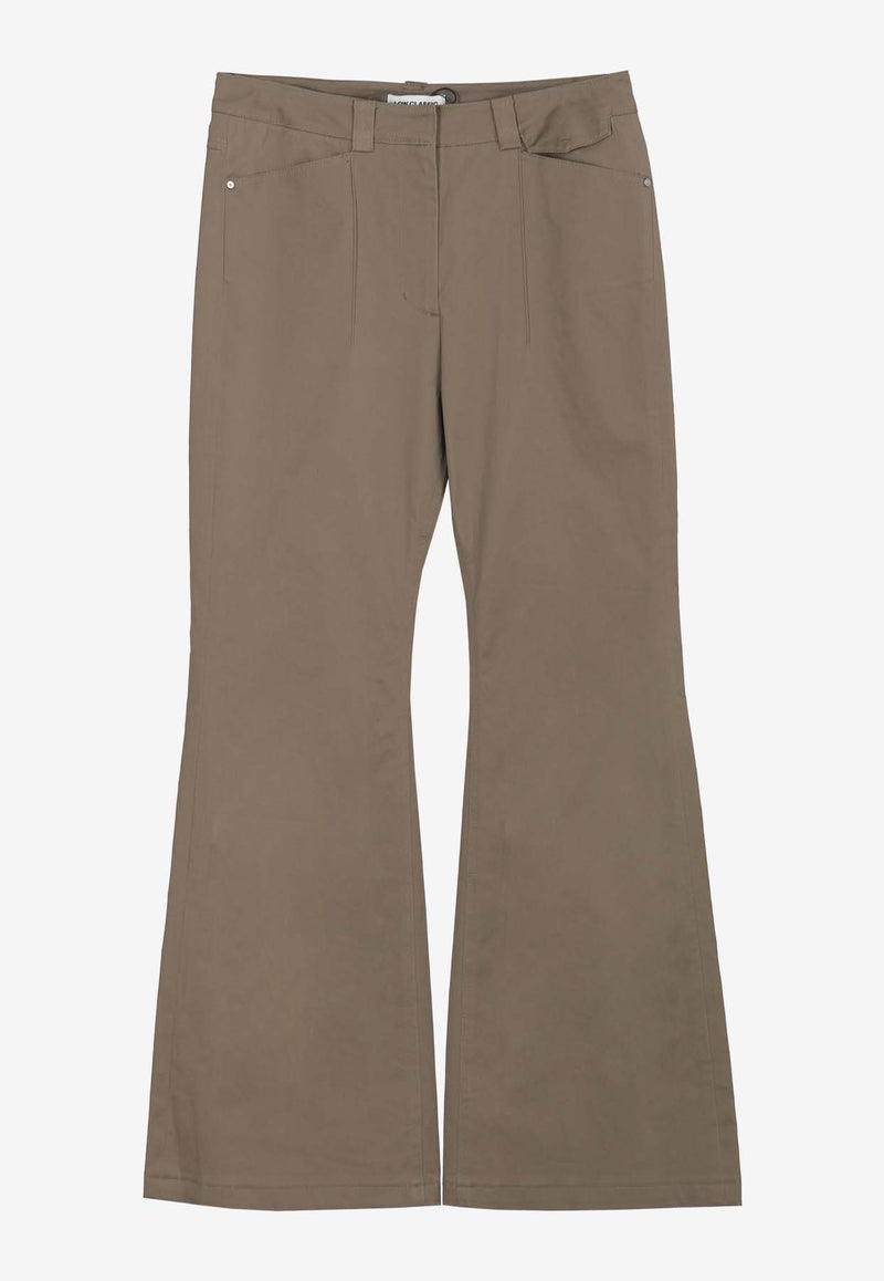 LOW CLASSIC Pin Tuck Boot-Cut Pants Brown LW243PT01_BRBROWN