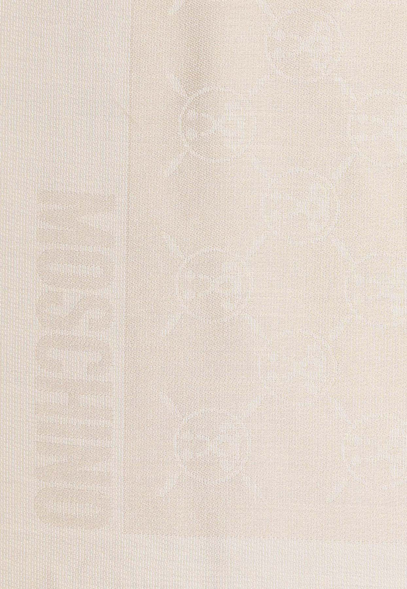 Moschino Logo Monogram Wool-Blend Scarf Beige 3233BEIGE