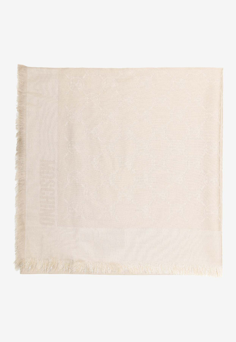 Moschino Logo Monogram Wool-Blend Scarf Beige 3233BEIGE