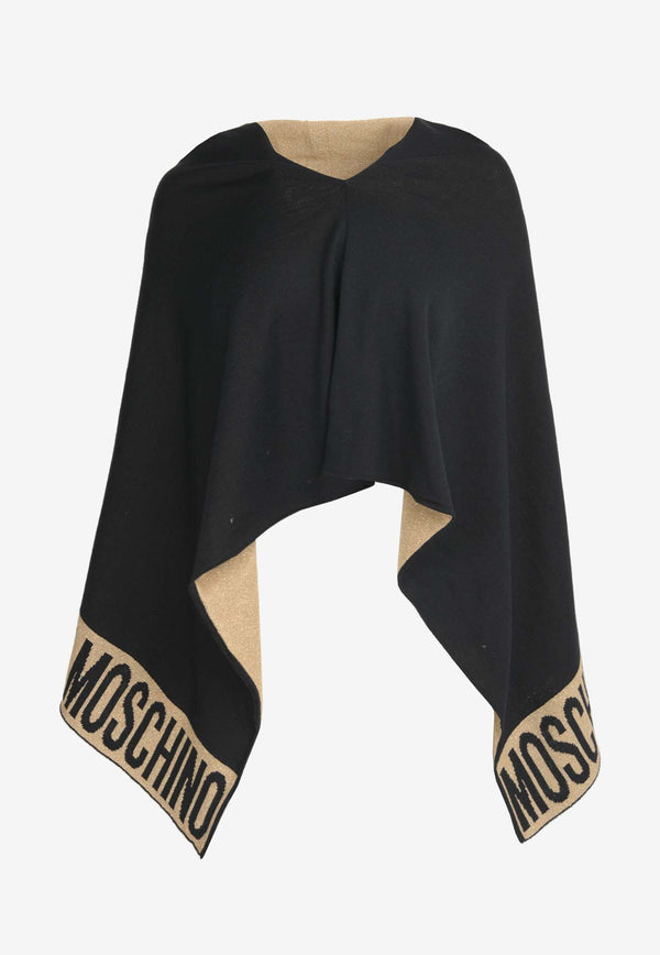 Moschino Asymmetric Wool-Blend Poncho Black 30667BLACK