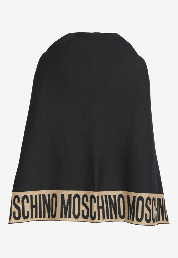 Moschino Asymmetric Wool-Blend Poncho Black 30667BLACK