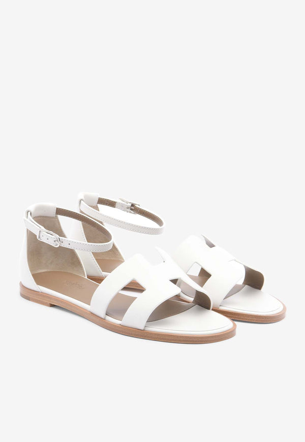 Hermès Santorini Sandals in White Calfskin