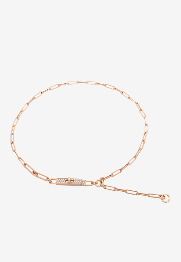 Hermès Kelly Chaine Lariat Necklace in Rose Gold and Diamonds