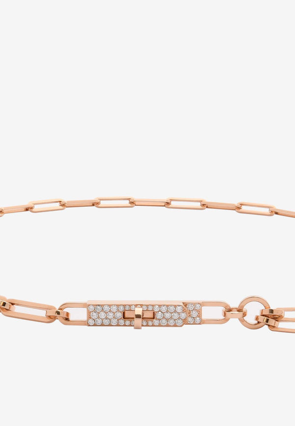 Hermès Kelly Chaine Lariat Necklace in Rose Gold and Diamonds