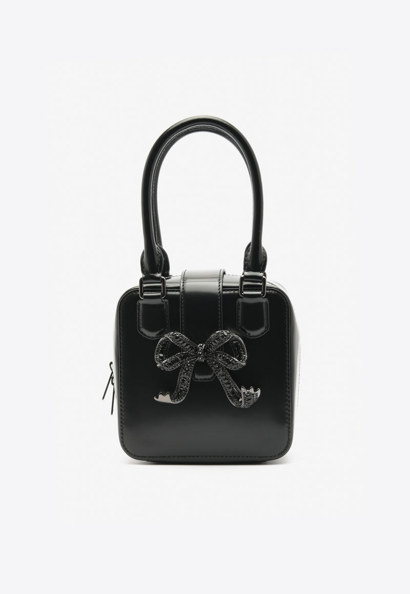 Self-Portrait Mini Square Leather Top Handle Bag Black AW24-301S-BBLACK