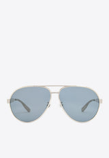 Gucci Logo Lettering Aviator Sunglasses Blue GG1535SSILVER