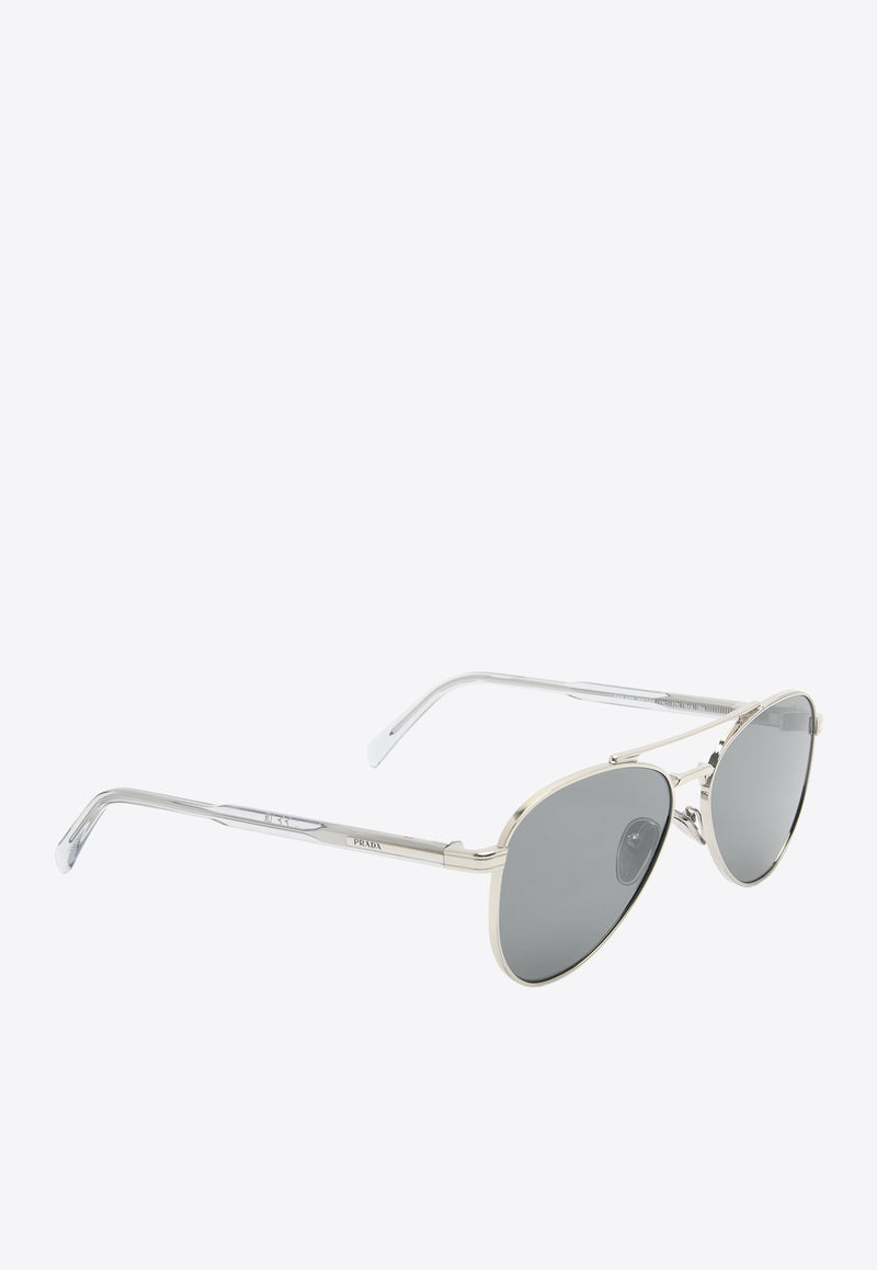 Prada Logo Plaque Aviator Sunglasses Gray 0PRA58SSILVER