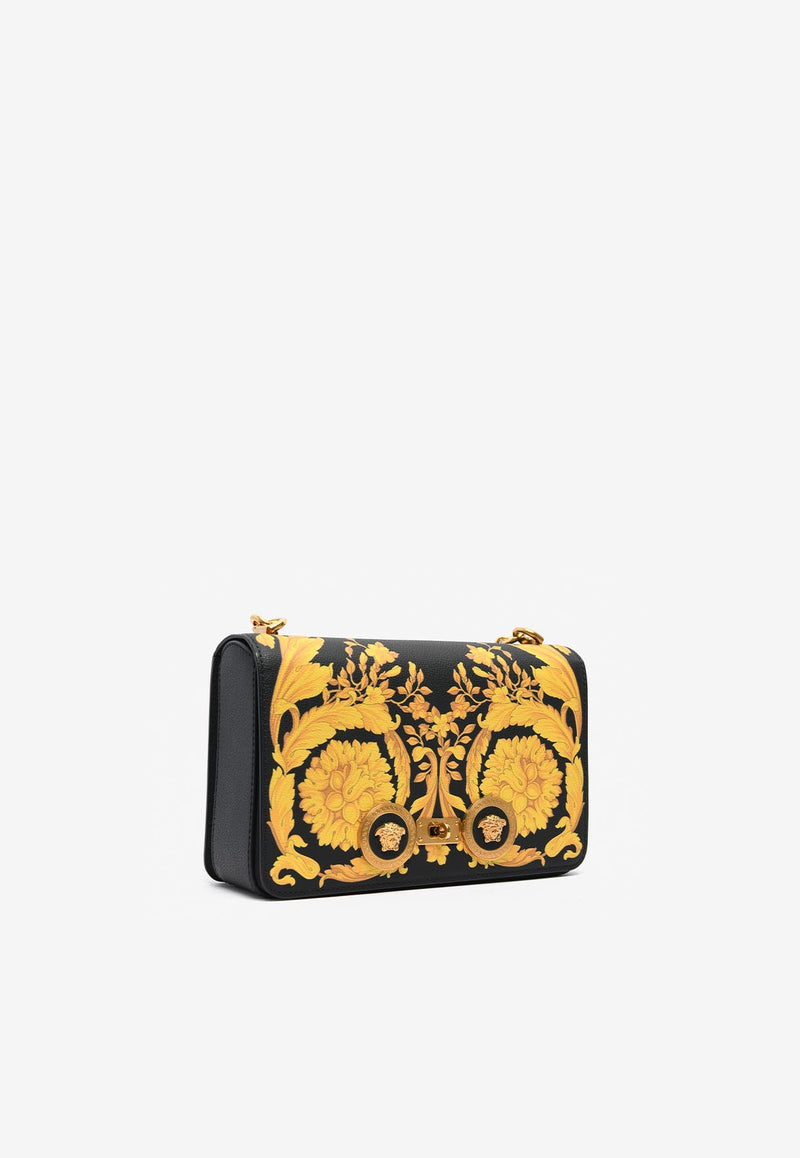 Medium Barocco Print Shoulder Bag in Calf Leather