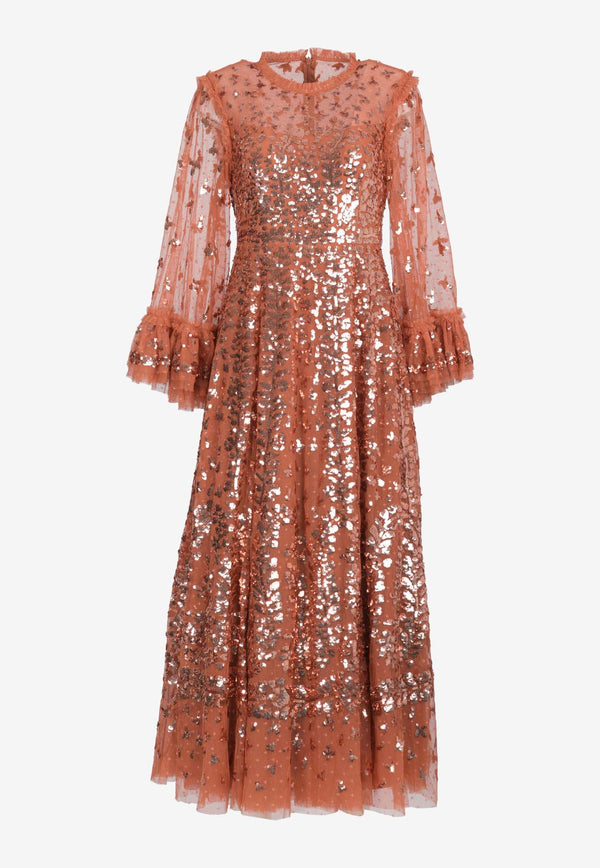 Needle 
Thread Fern Sequined Gown Brick DG-LS-02-RAW24-CINBRICK