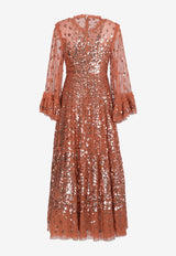 Needle 
Thread Fern Sequined Gown Brick DG-LS-02-RAW24-CINBRICK