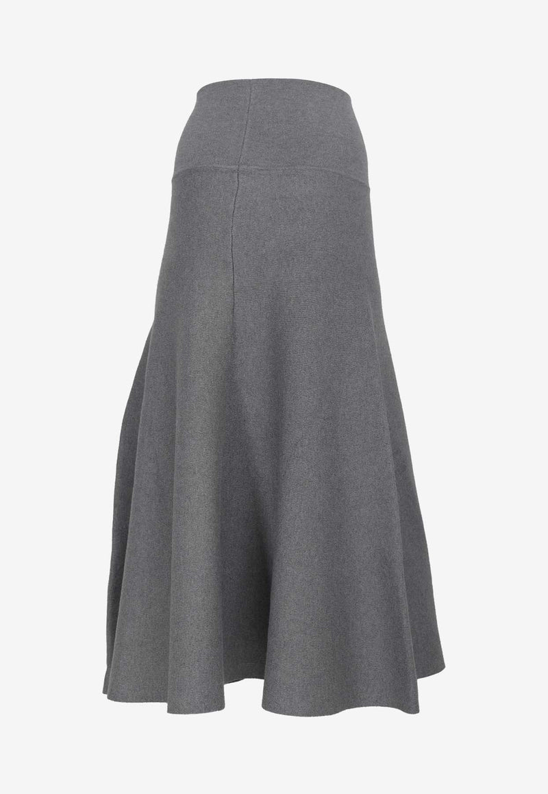 The Frankie Shop Gabrielle Knitted Midi Skirt Gray BSKGABRIE01010GREY