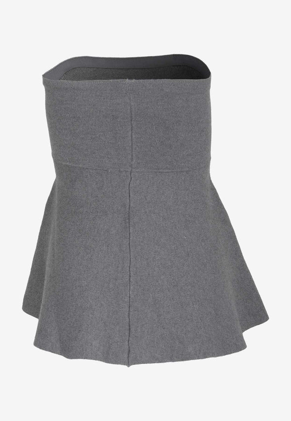 The Frankie Shop Agathe Strapless Knitted Top Gray BUSAGATHE01010GREY