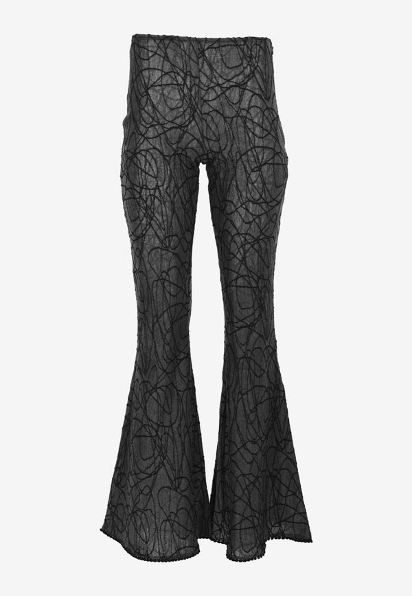 Charo Ruiz Elys Embroidered Flared Pants Black 248502BLACK