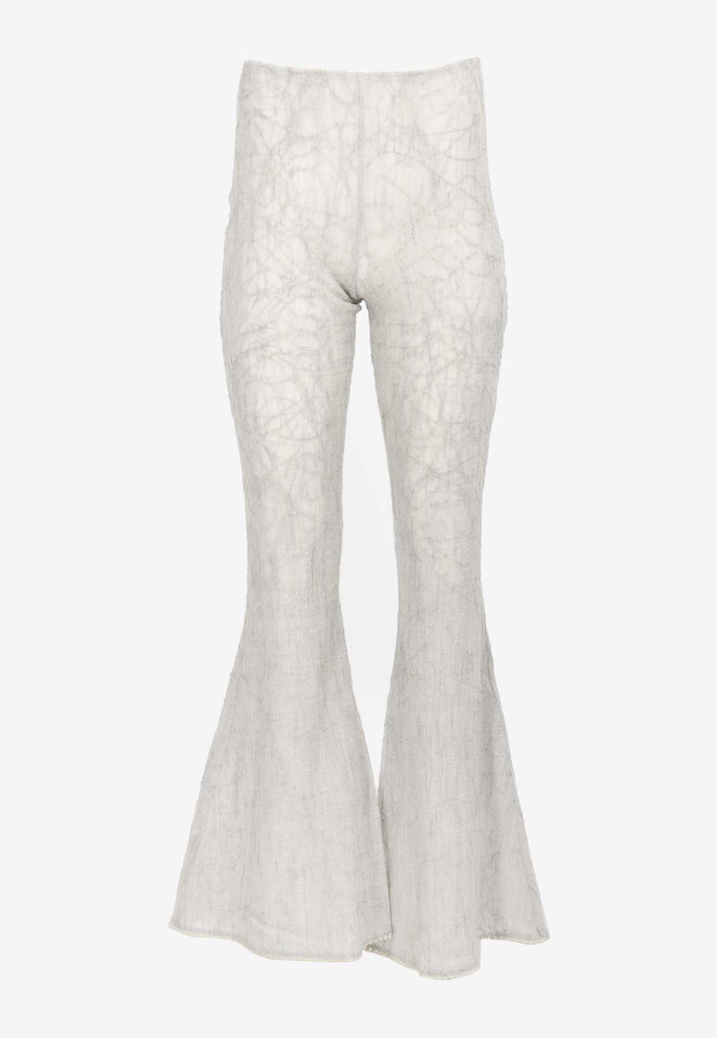 Charo Ruiz Elys Embroidered Flared Pants Ivory 248502IVORY