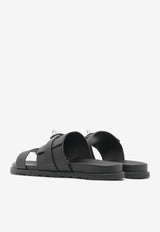 Hermès Jackson Sandals in Black Epsom with Palladium Kelly Buckle