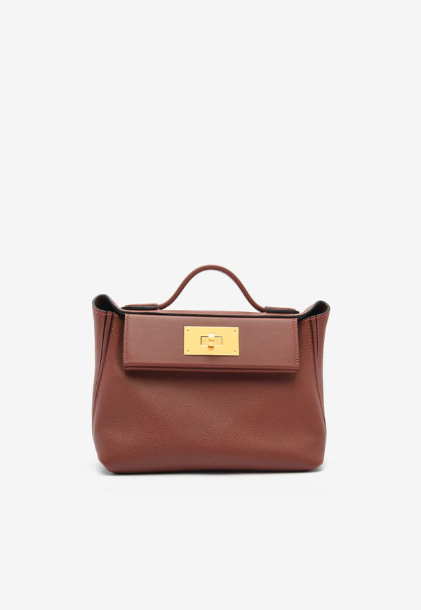 Hermès 24/24 21 in Rouge H Evercolor and Swift Leather with Gold Hardware