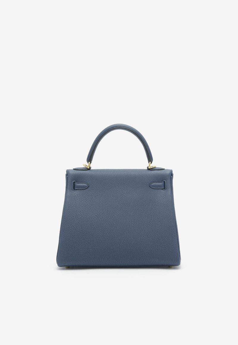 Hermès Kelly 25 Retourne in Bleu Navy Togo Leather with Gold Hardware