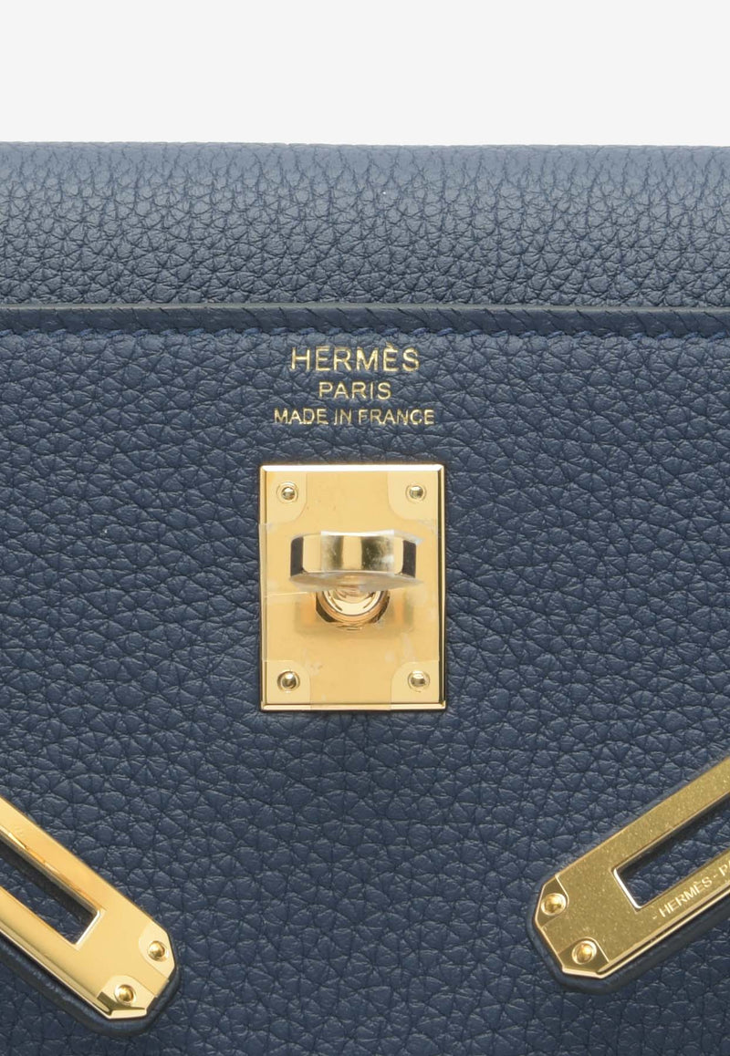 Hermès Kelly 25 Retourne in Bleu Navy Togo Leather with Gold Hardware