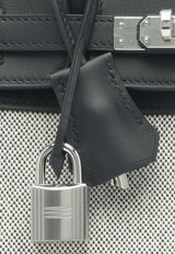 Hermès Birkin Quadrille 25 in Black Swift Leather and Ecru, Beige Toile with Palladium Hardware