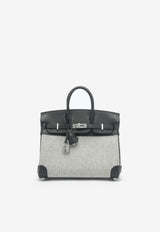 Hermès Birkin Quadrille 25 in Black Swift Leather and Ecru, Beige Toile with Palladium Hardware