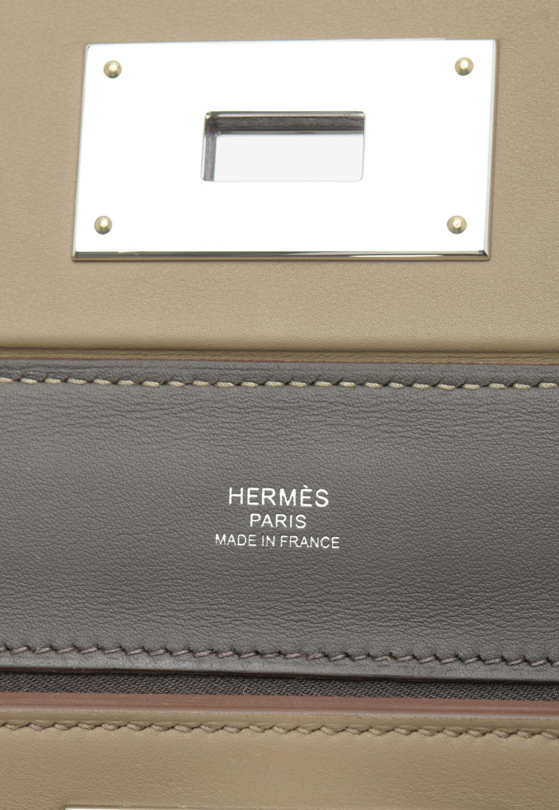 Hermès 24/24 21 Verso in Etoupe and Ebene Evercolor with Palladium Hardware