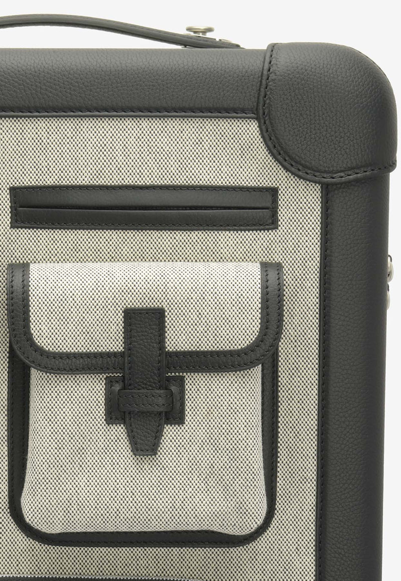 Hermès Rolling Mobility Suitcase Cabine Cargo 55 in Ecru, Black Toile and Black Regate