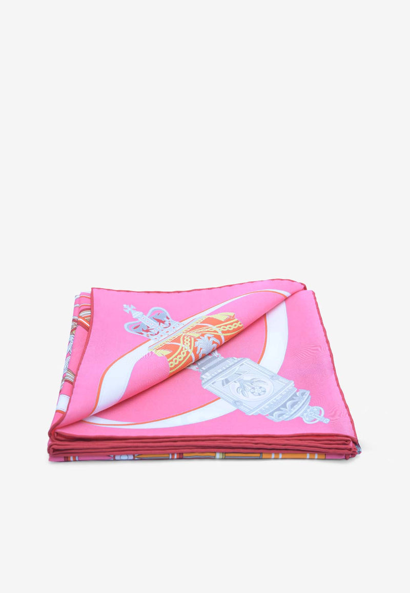 Hermès Stately Wheels Silk Scarf Rose Vif