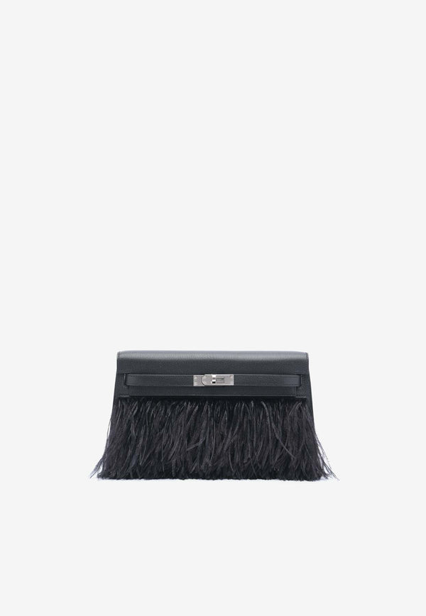 Kelly Elan Folie in Black Chevre Chamkila and Ostrich Feather with Palladium Hardware