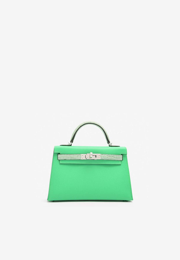 Hermès Mini Kelly 20 Sellier Touch in Vert Comics Madame and Vert d
Eau Matte Alligator with Palladium Hardware