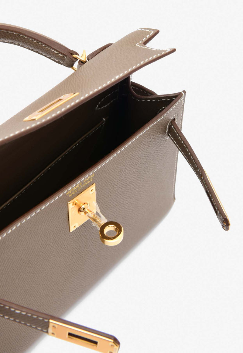 Hermès Mini Kelly 20 Sellier in Etoupe Epsom Leather with Gold Hardware