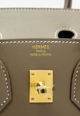 Hermès Birkin 25 in Etoupe Tadelakt Leather with Gold Hardware