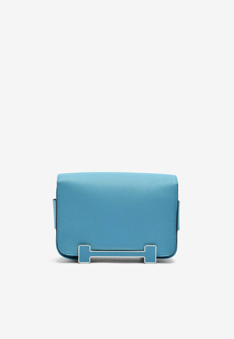 Hermès Geta Shoulder Bag in New Bleu Jean Chevre Mysore with Palladium Hardware