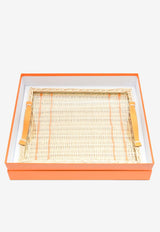 Hermès Oseraie Rectangular Tray PM in Wicker and Jaune d
Or Swift