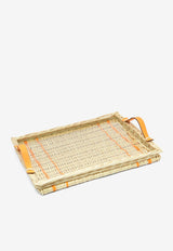 Hermès Oseraie Rectangular Tray PM in Wicker and Jaune d
Or Swift