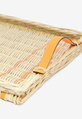 Hermès Oseraie Rectangular Tray PM in Wicker and Jaune d
Or Swift